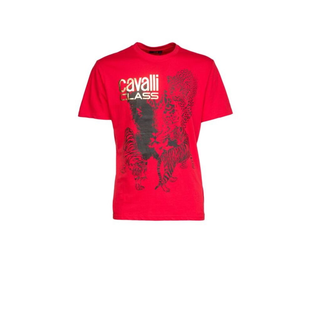 Cavalli Class  Tiger Leopard Motif Fashion T-Shirt-